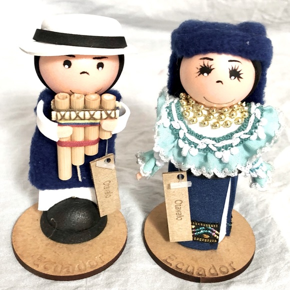 ECUA HANDS-DOLLS miniature handmade Woven Wool doll characters size 2x4 NWOT - Picture 2 of 9